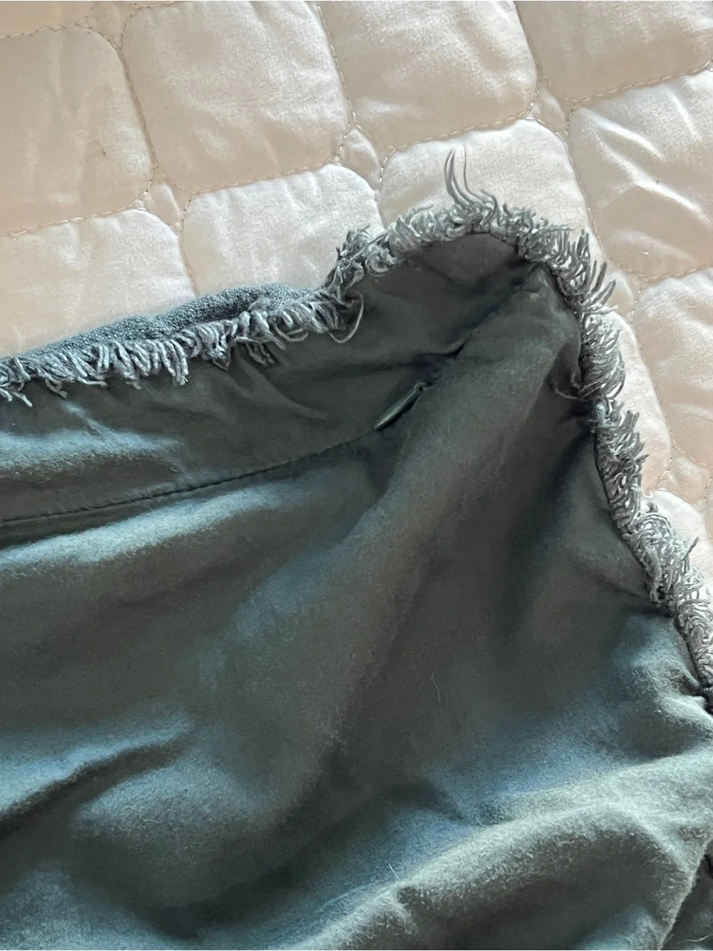 King Size Casaluna Heavyweight Linen Blend Fringe Pillow Sham  Hunter Dark Green